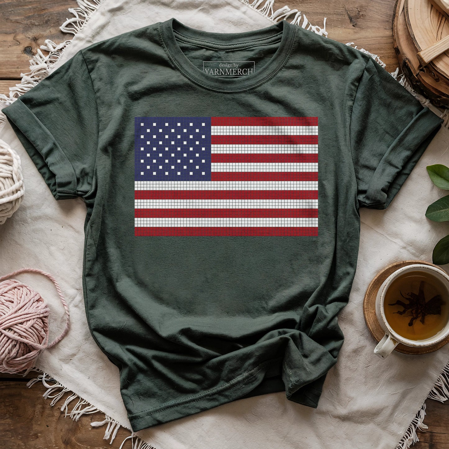 USA Flag Knitting Chart T-shirt
