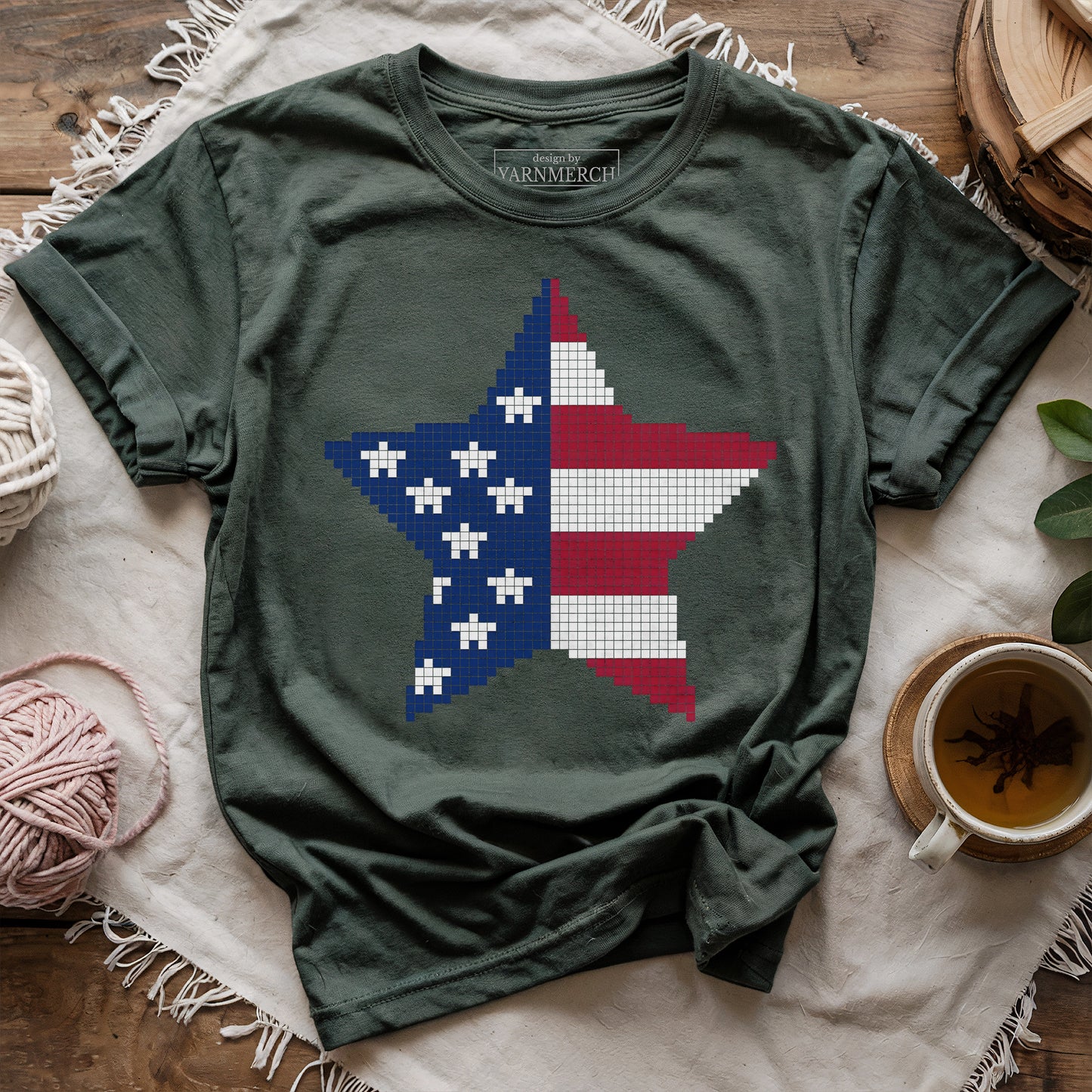 USA Star Knitting Chart T-shirt