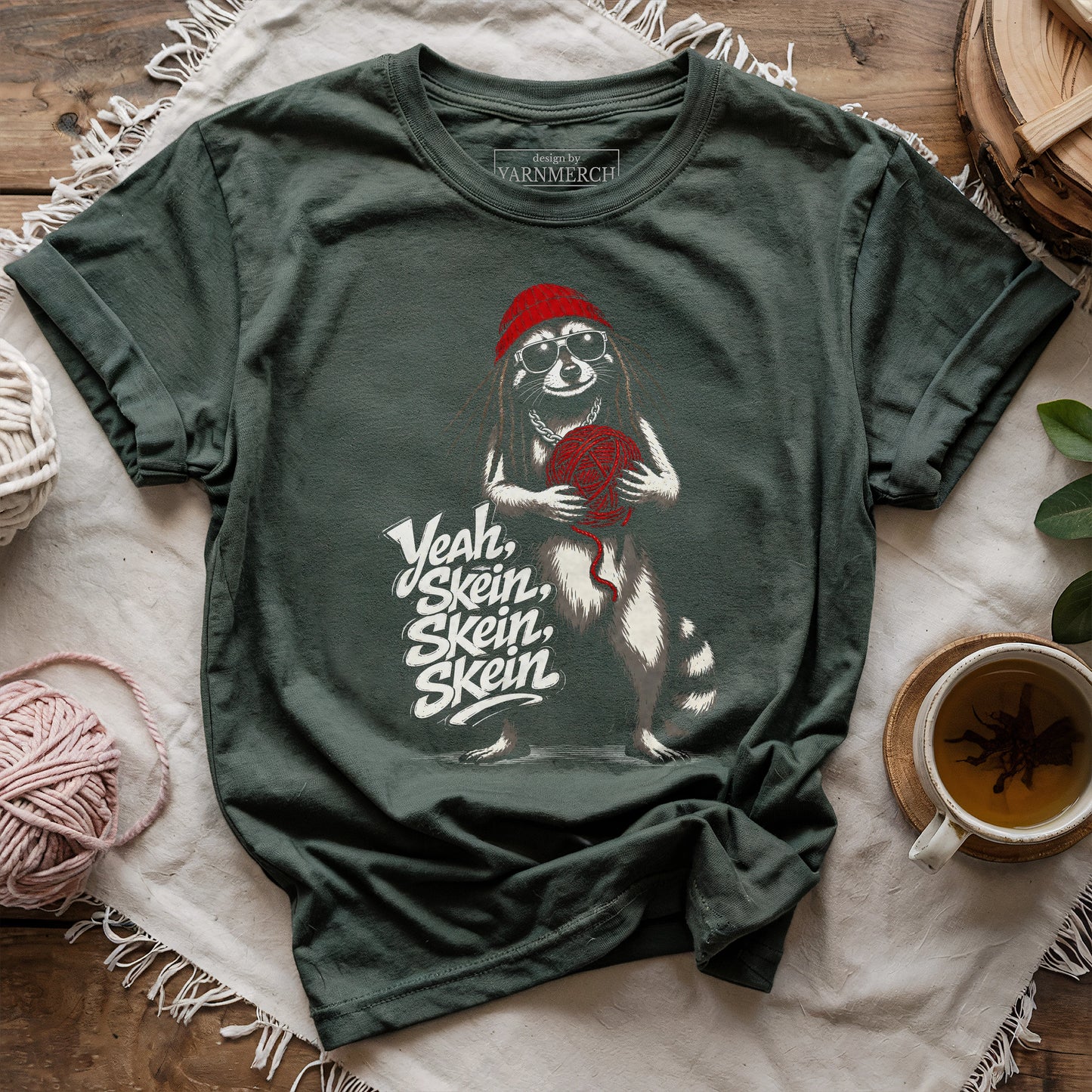 Lil-coon Holding Skein, Yeah T-shirt