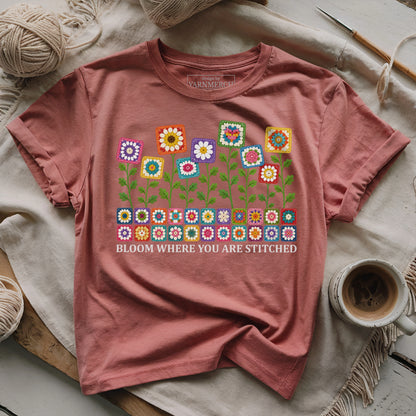 Bloom Where You Are Stitched T-shirt