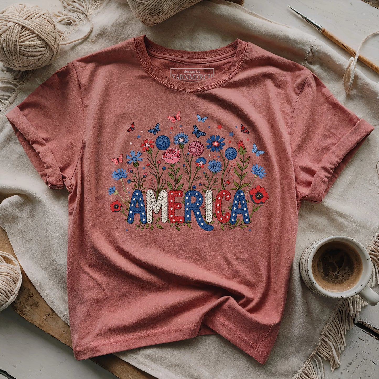 Floral America Yarn T-shirt