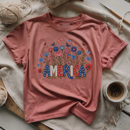 Floral America Yarn T-shirt
