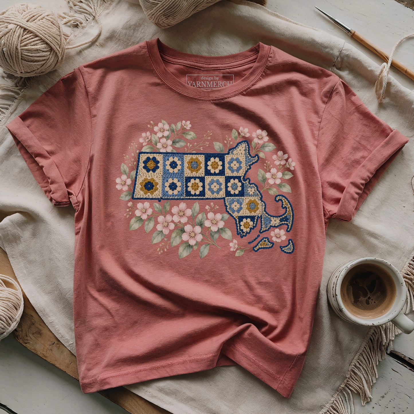 Massachusetts In Granny Squares T-shirt