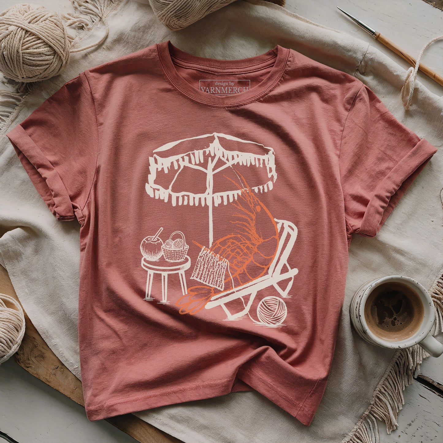 Shrimp Knitting T-shirt