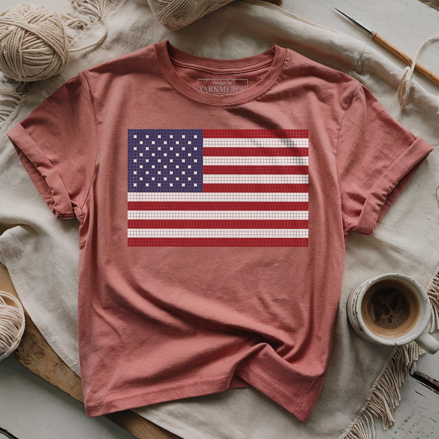 USA Flag Knitting Chart T-shirt