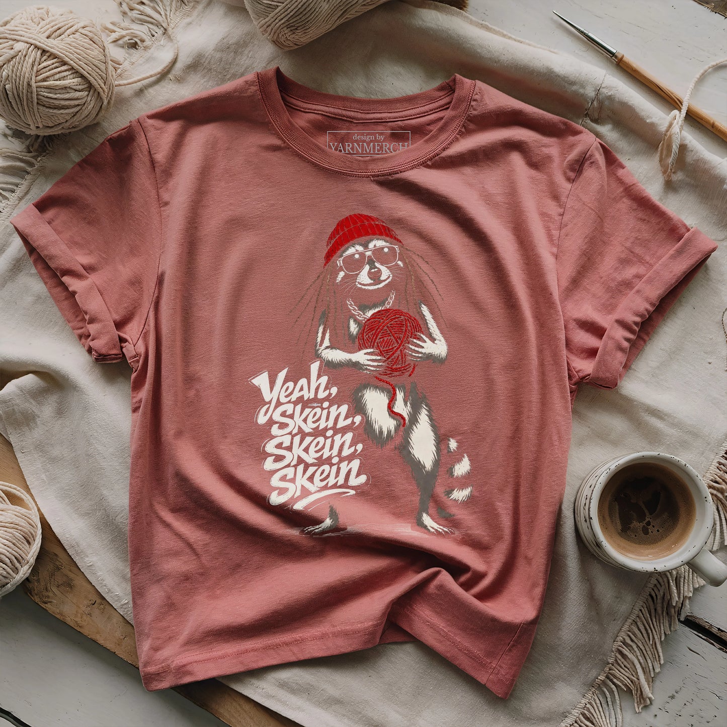 Lil-coon Holding Skein, Yeah T-shirt