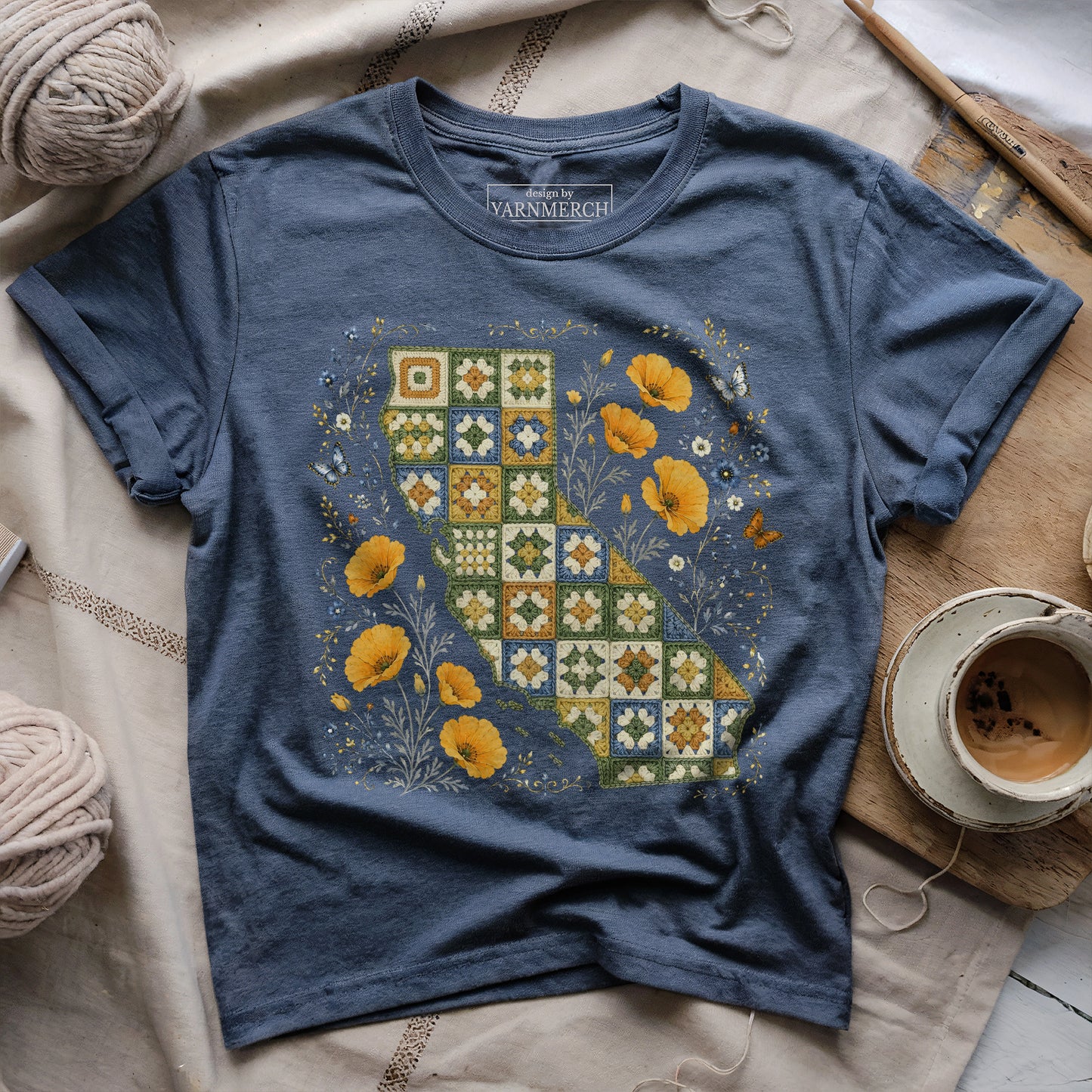 California In Granny Squares T-shirt