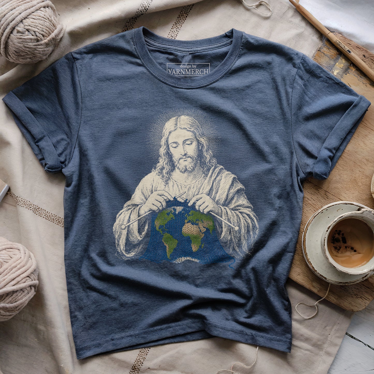 Jesus Knitting Earth T-shirt