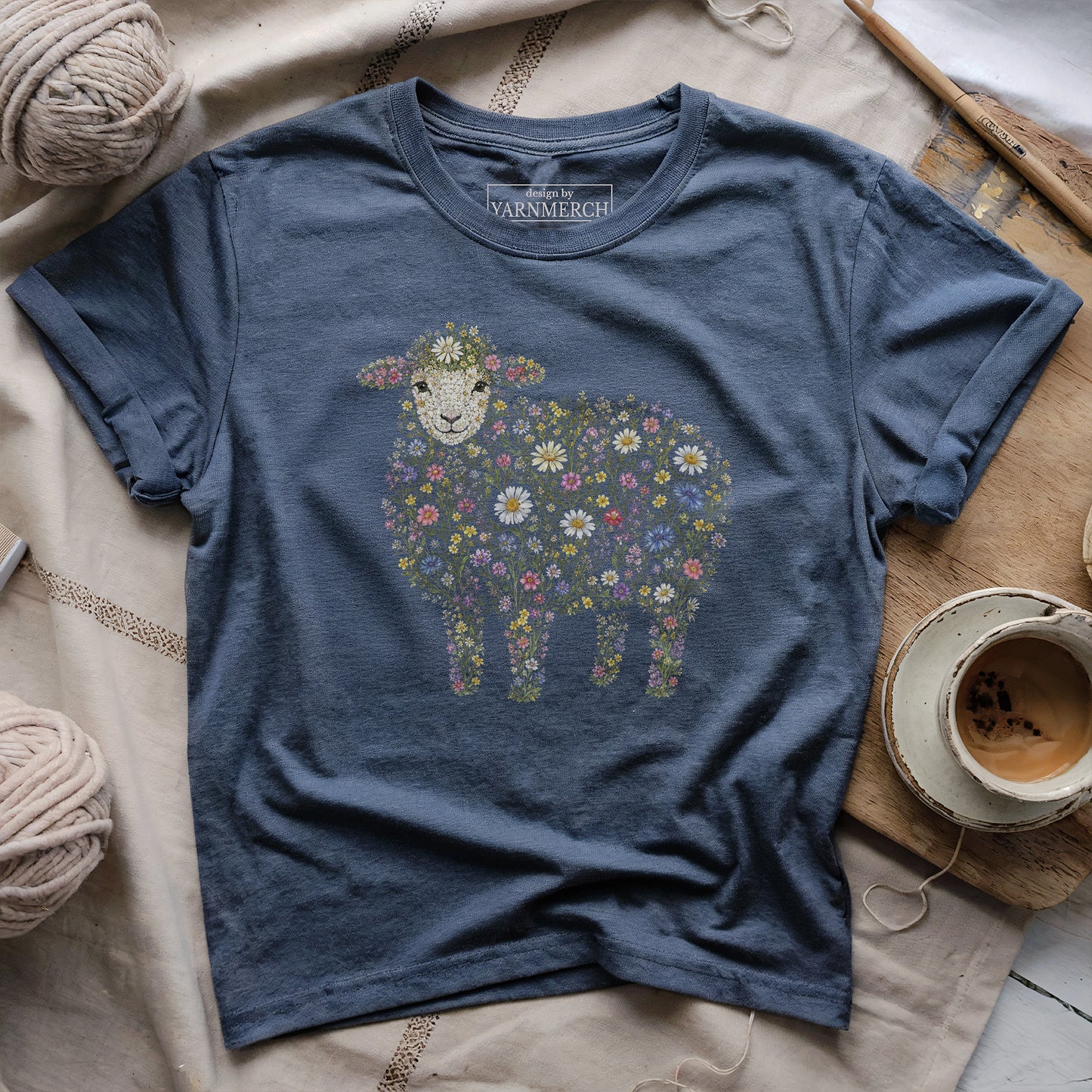Sheep Made By Flowers T-shirt