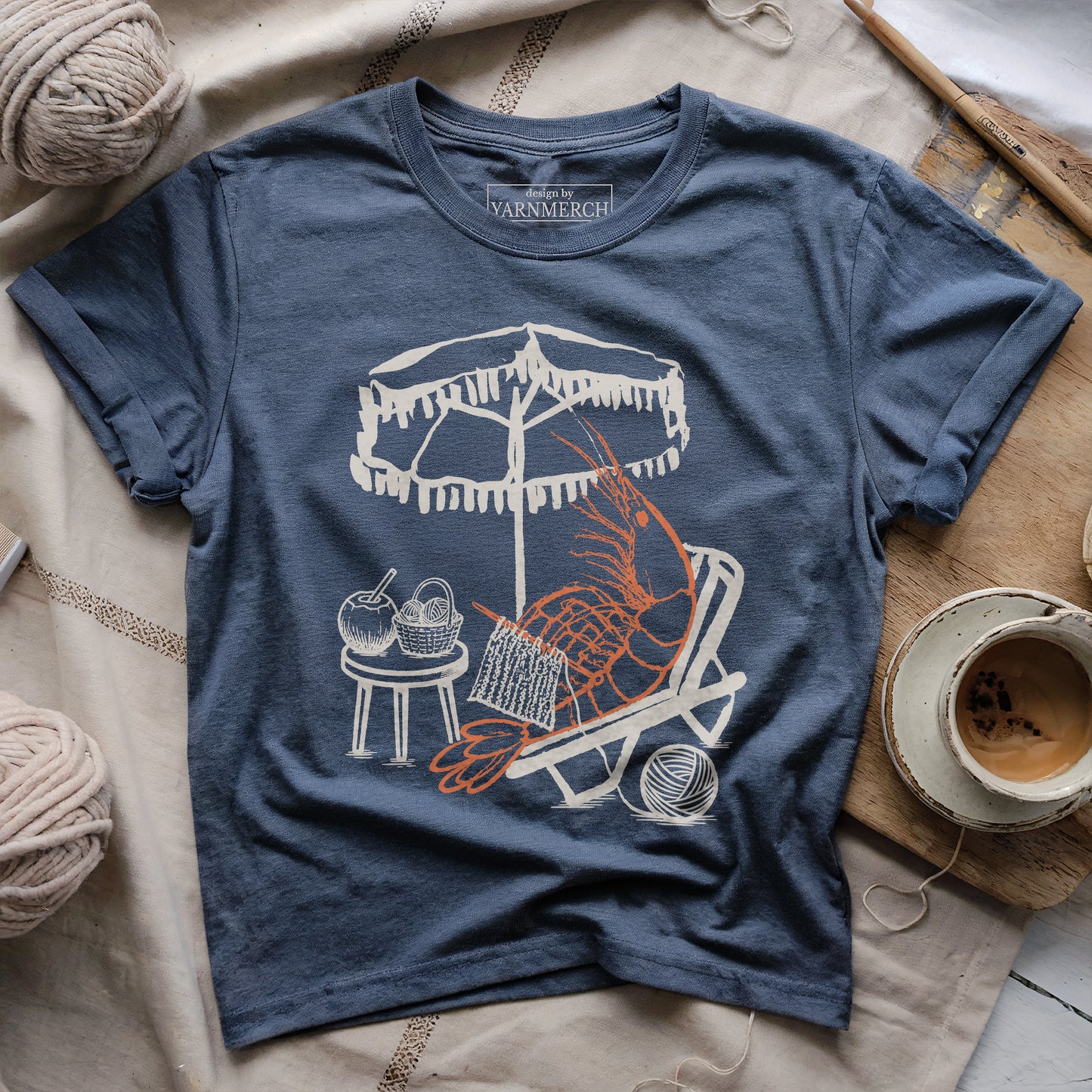 Shrimp Knitting T-shirt