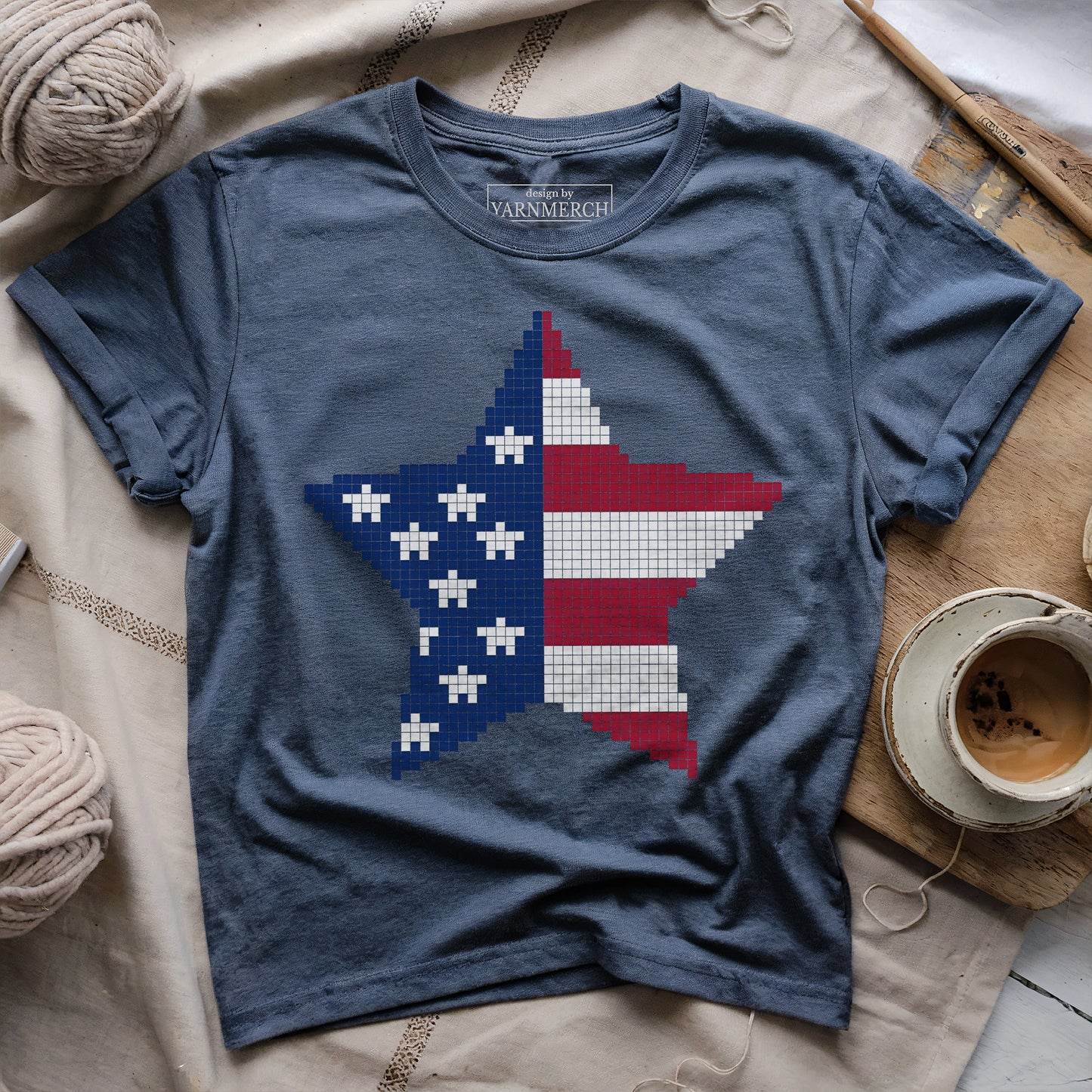 USA Star Knitting Chart T-shirt