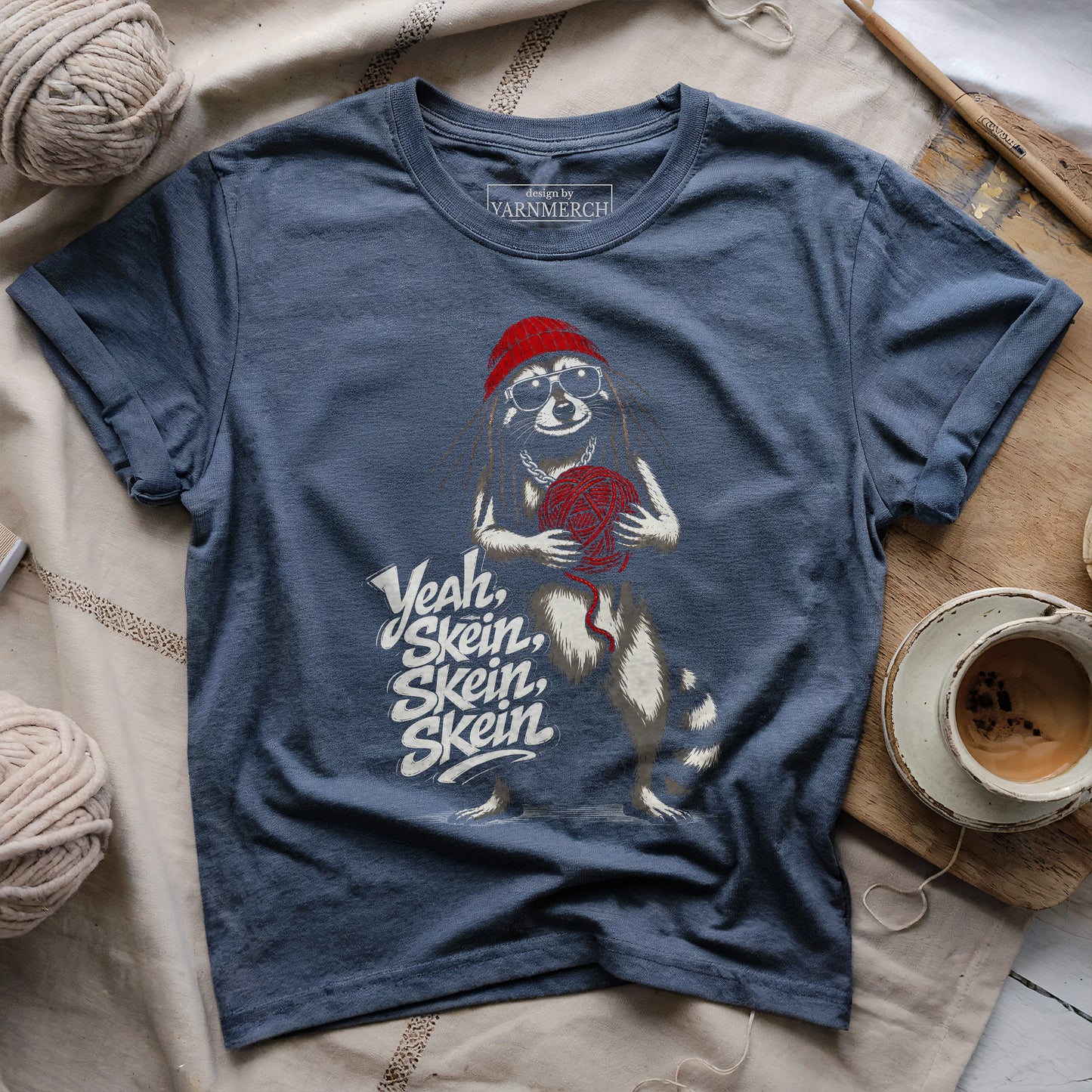 Lil-coon Holding Skein, Yeah T-shirt