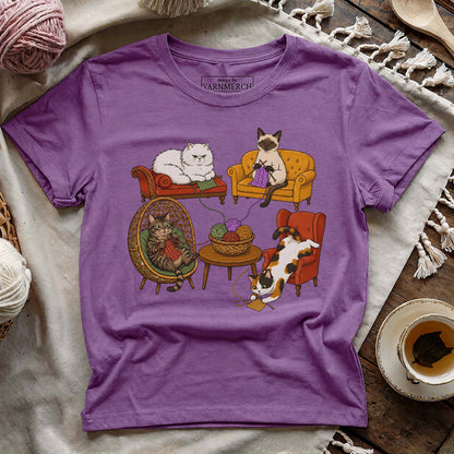 Knitting Cat Com T-shirt