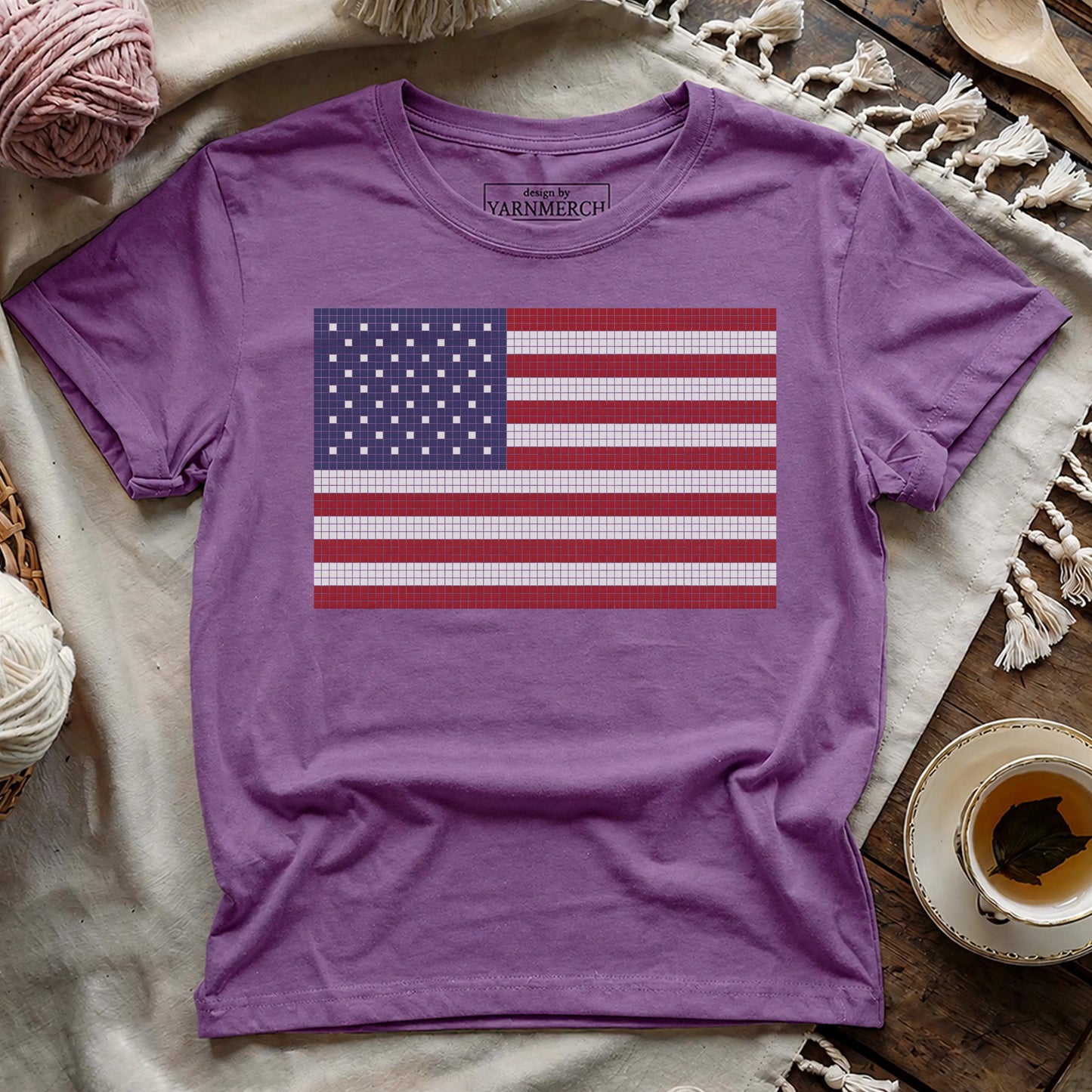 USA Flag Knitting Chart T-shirt