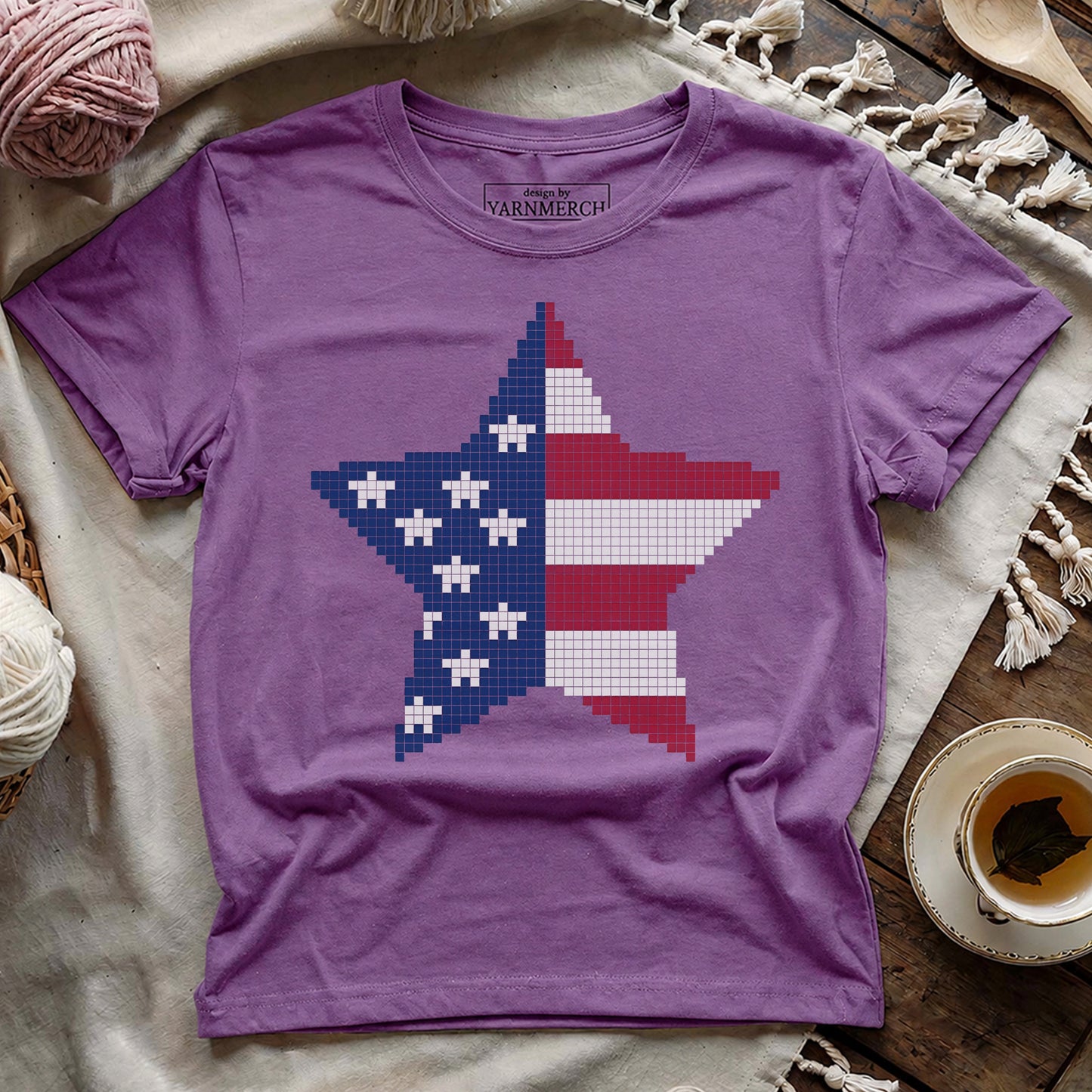 USA Star Knitting Chart T-shirt