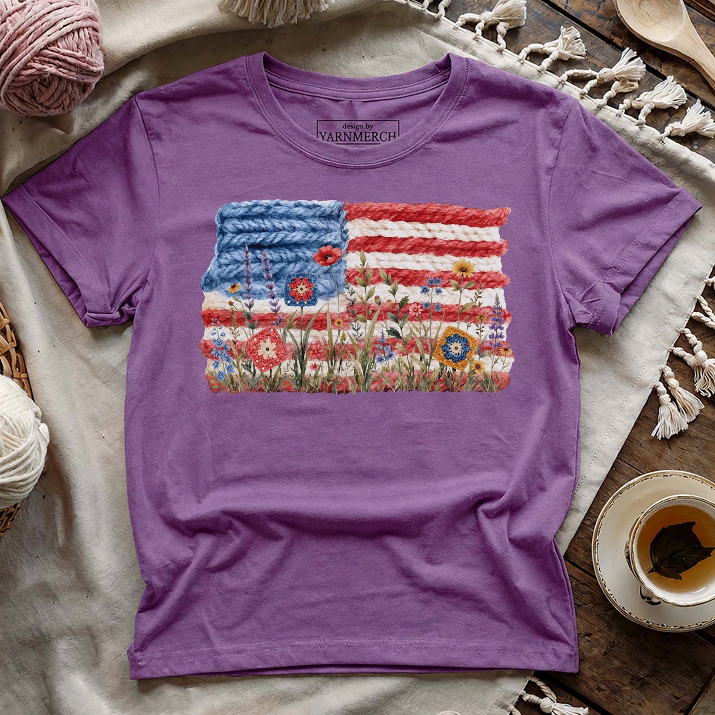 Flowers, Stripes & Skeins T-shirt