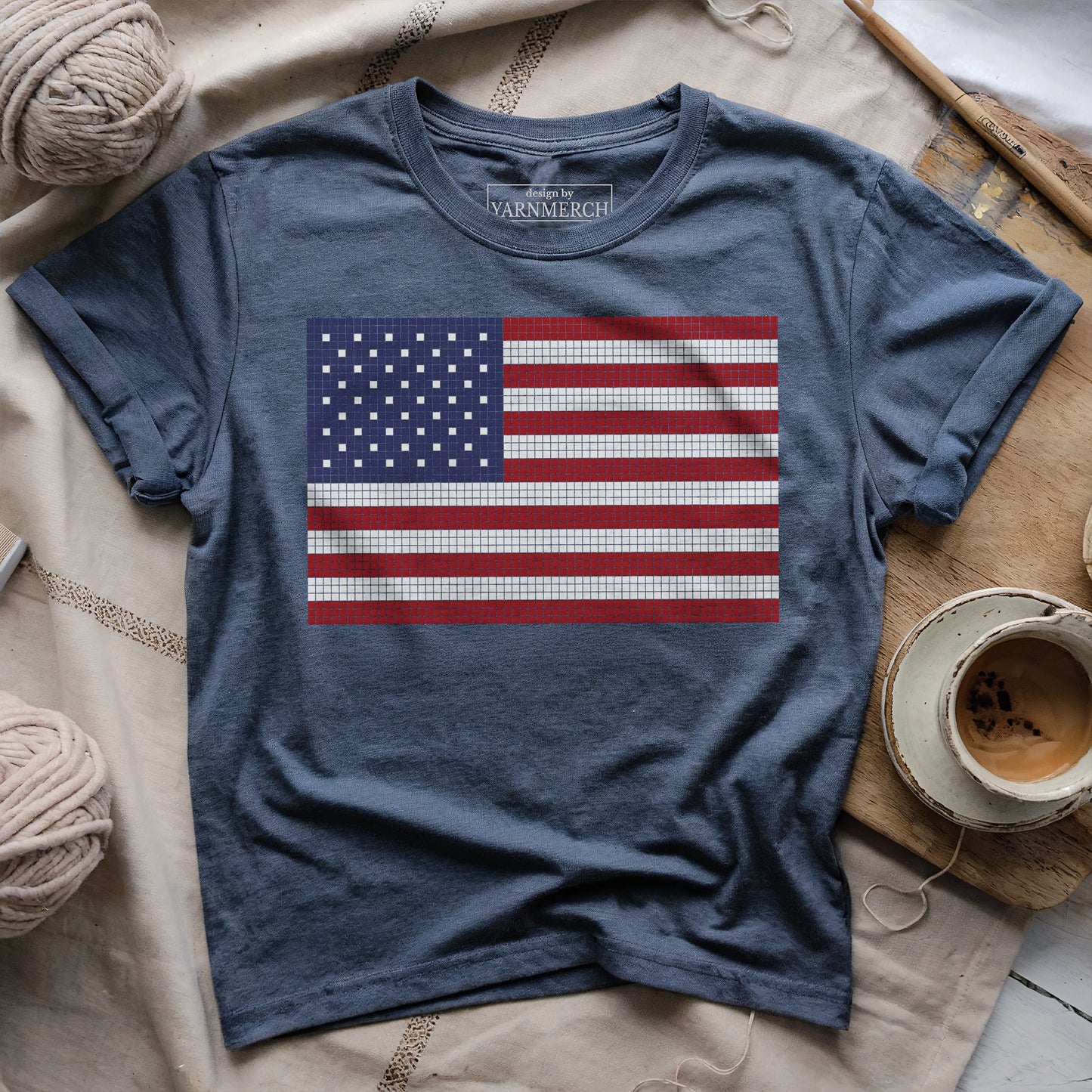 USA Flag Knitting Chart T-shirt