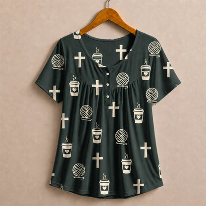 Jesus, Coffee Yarn Blouse