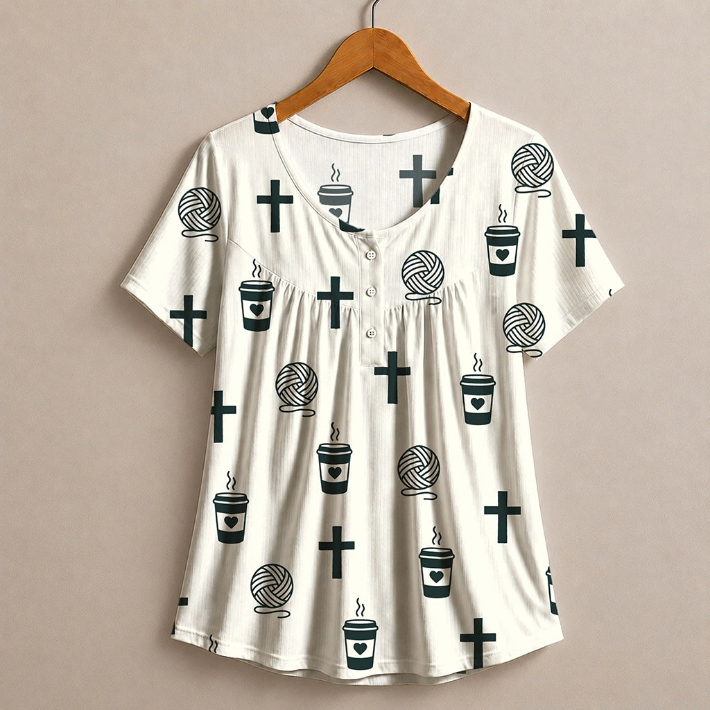 Jesus, Coffee Yarn Blouse