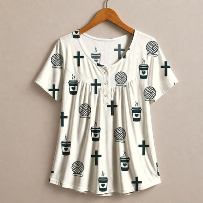 Jesus, Coffee Yarn Blouse