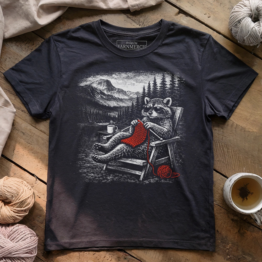 Knitting Retreat Racoon T-shirt