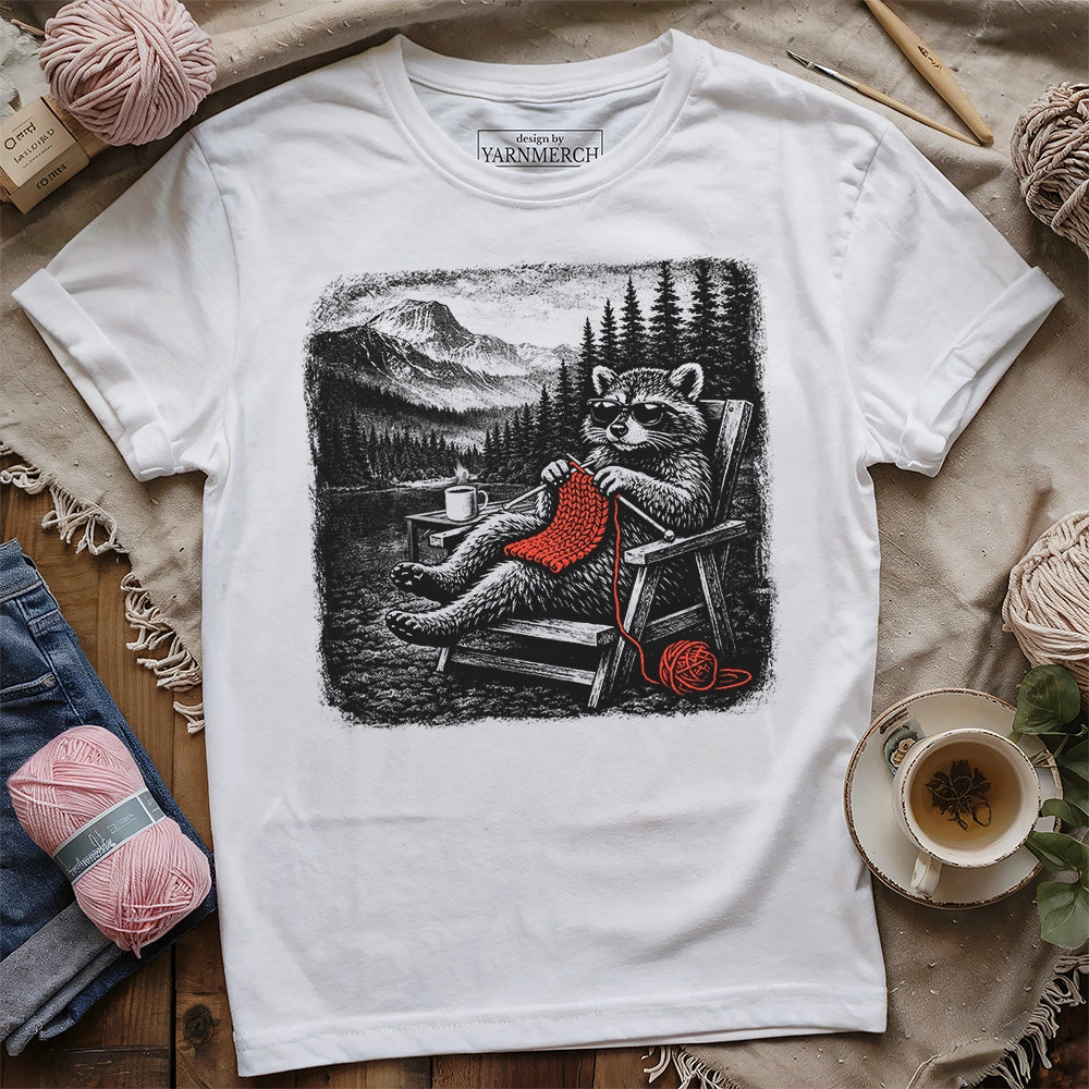 Knitting Retreat Racoon T-shirt