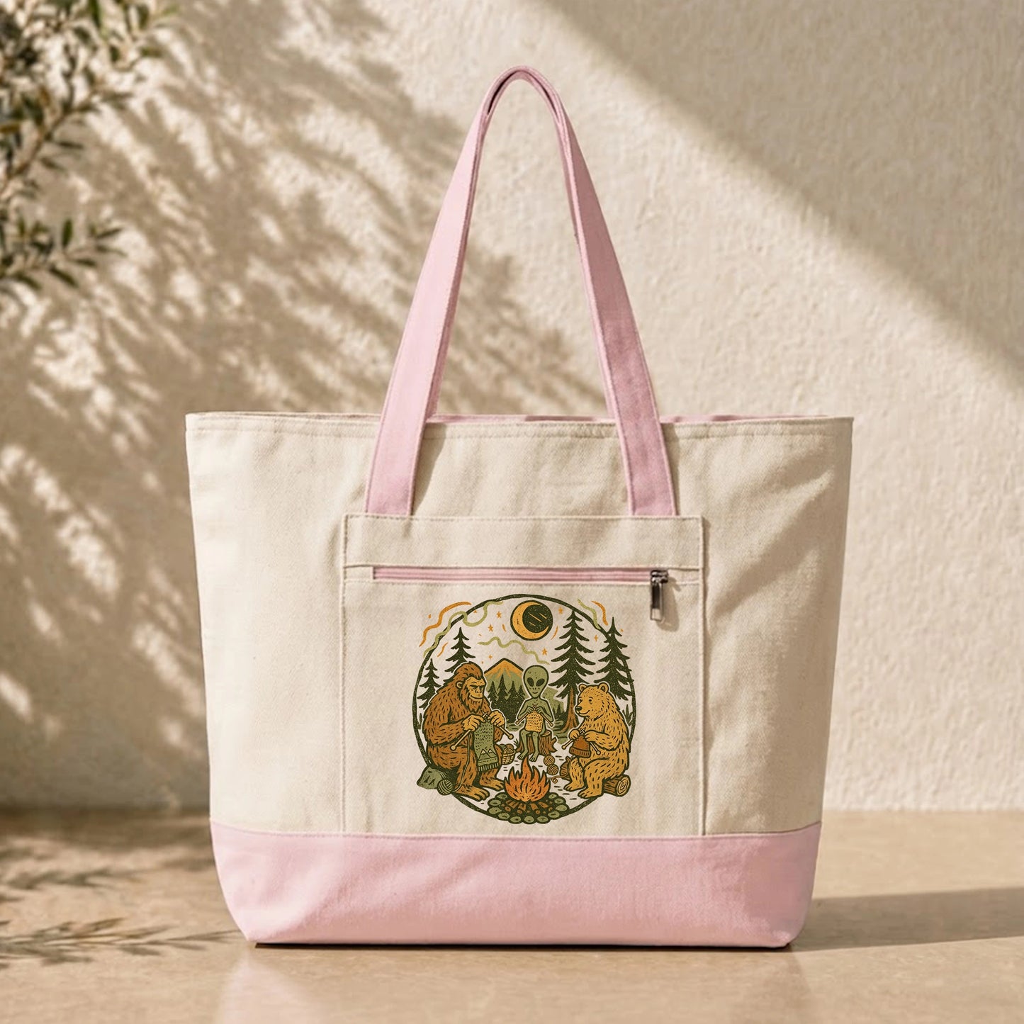 Campfire Knitting Friends Tote