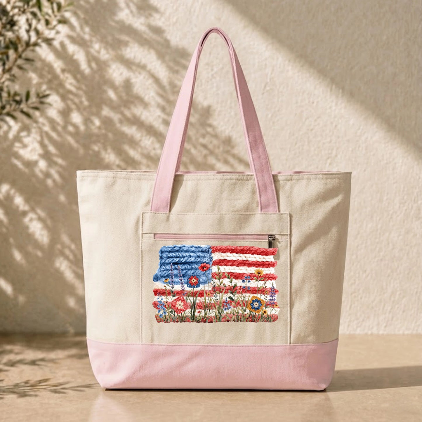 Flowers, Stripes & Skeins Tote