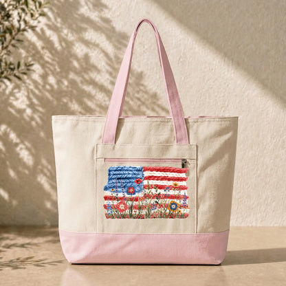 Flowers, Stripes & Skeins Tote