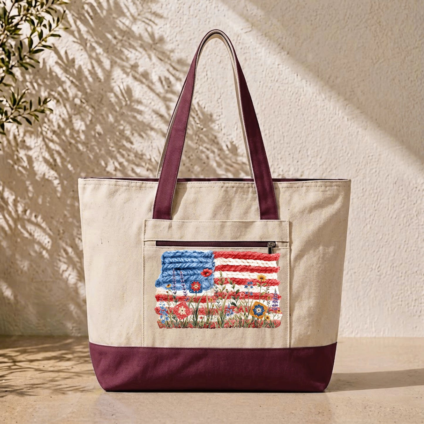 Flowers, Stripes & Skeins Tote