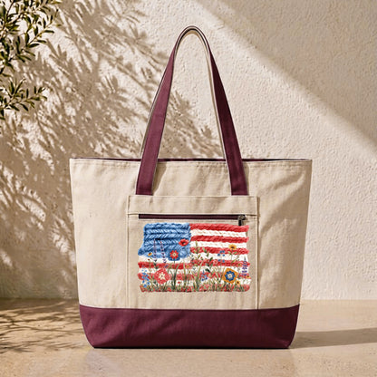 Flowers, Stripes & Skeins Tote