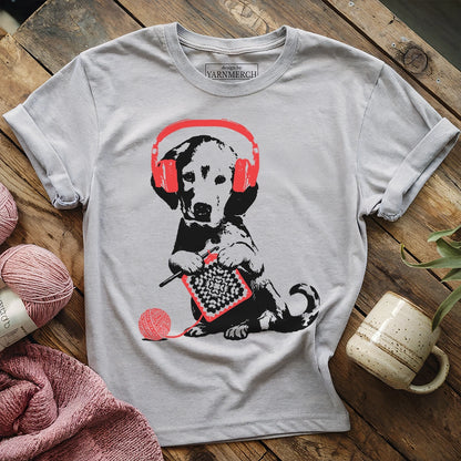 Music x Crocheting Dog T-shirt