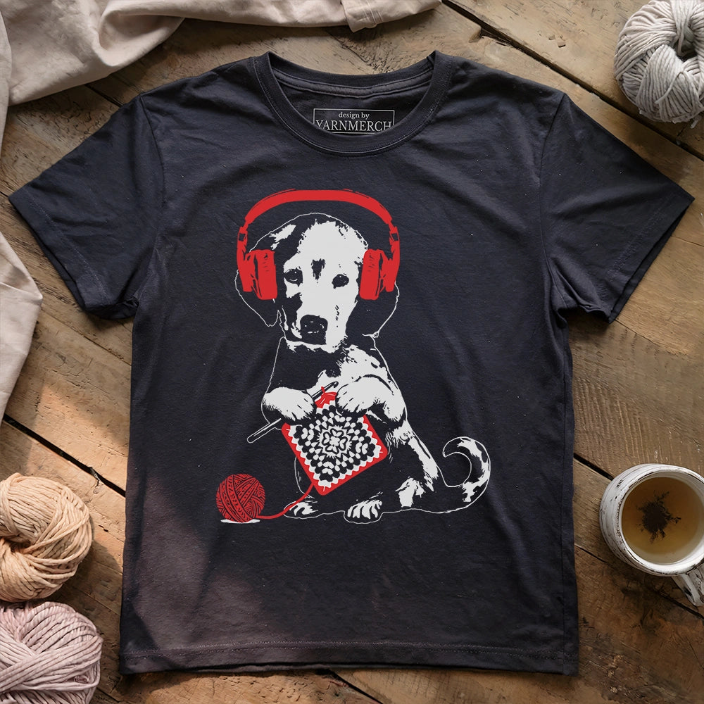Music x Crocheting Dog T-shirt