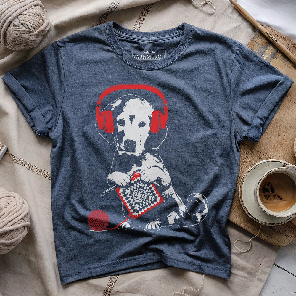 Music x Crocheting Dog T-shirt