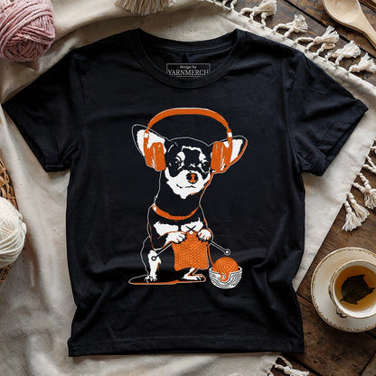 Knitting Headphone Dog T-shirt