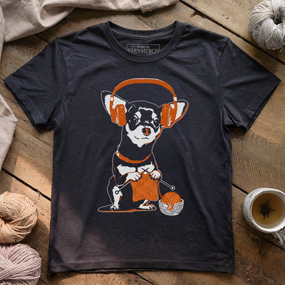 Knitting Headphone Dog T-shirt