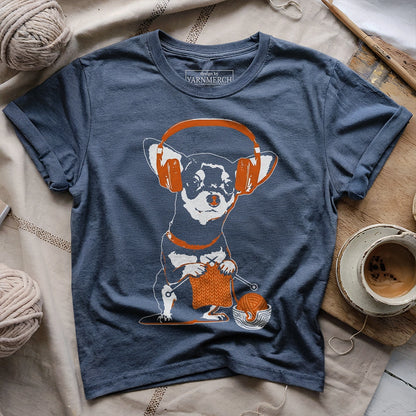 Knitting Headphone Dog T-shirt
