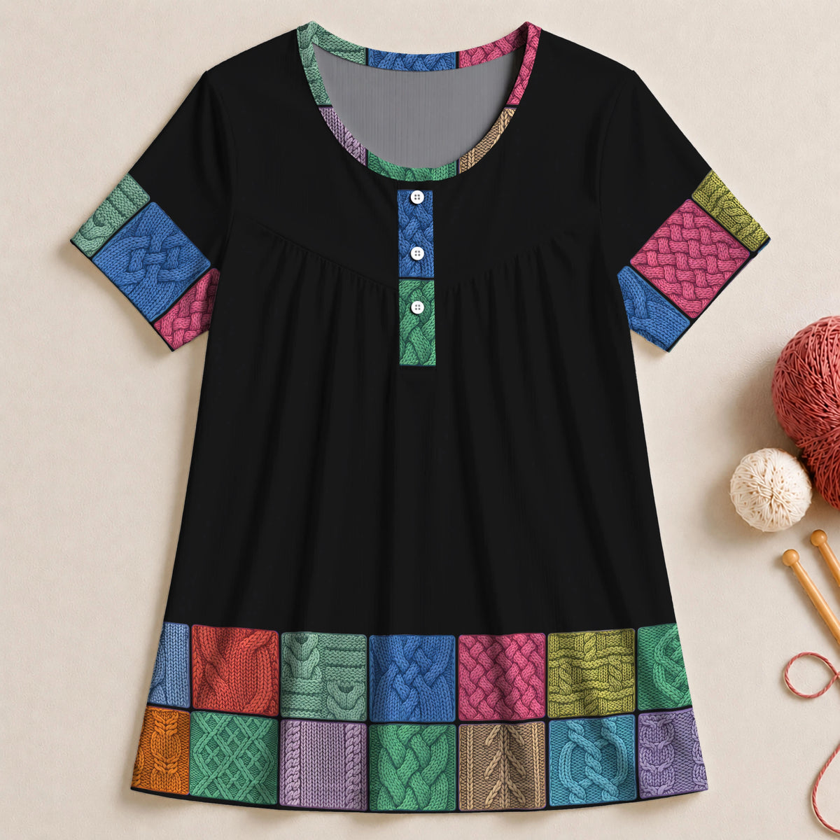 Colorful Knitting Stitches Blouse