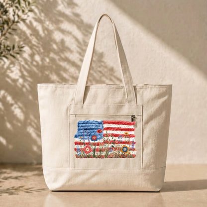 Flowers, Stripes & Skeins Tote