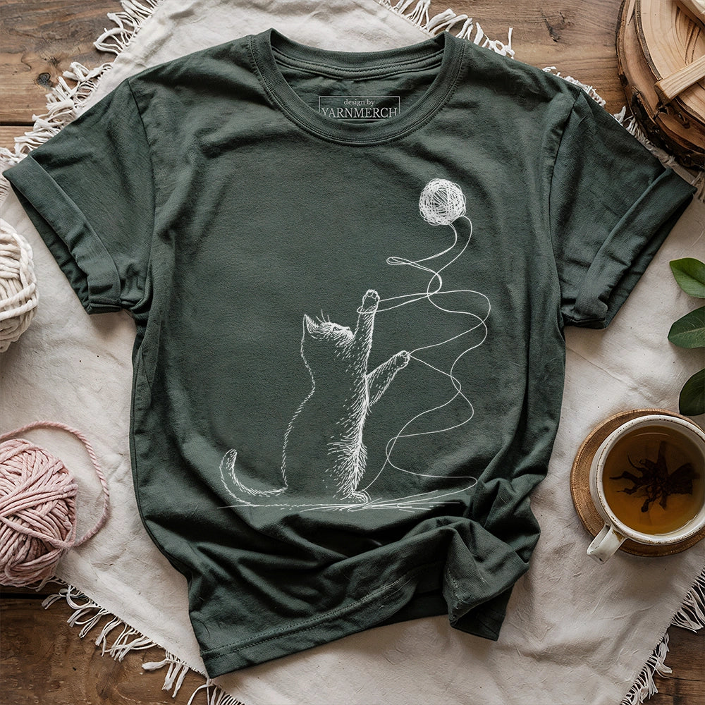 Naughty Cat And Yarn T-shirt