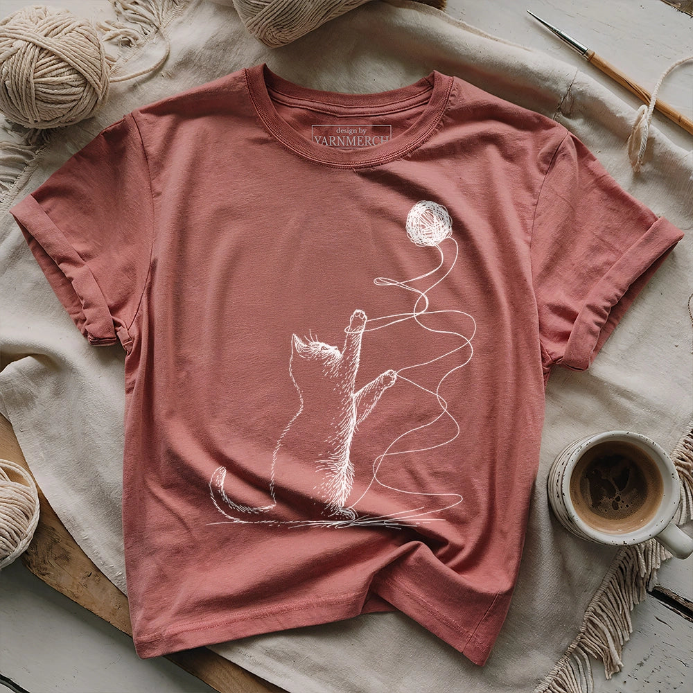 Naughty Cat And Yarn T-shirt