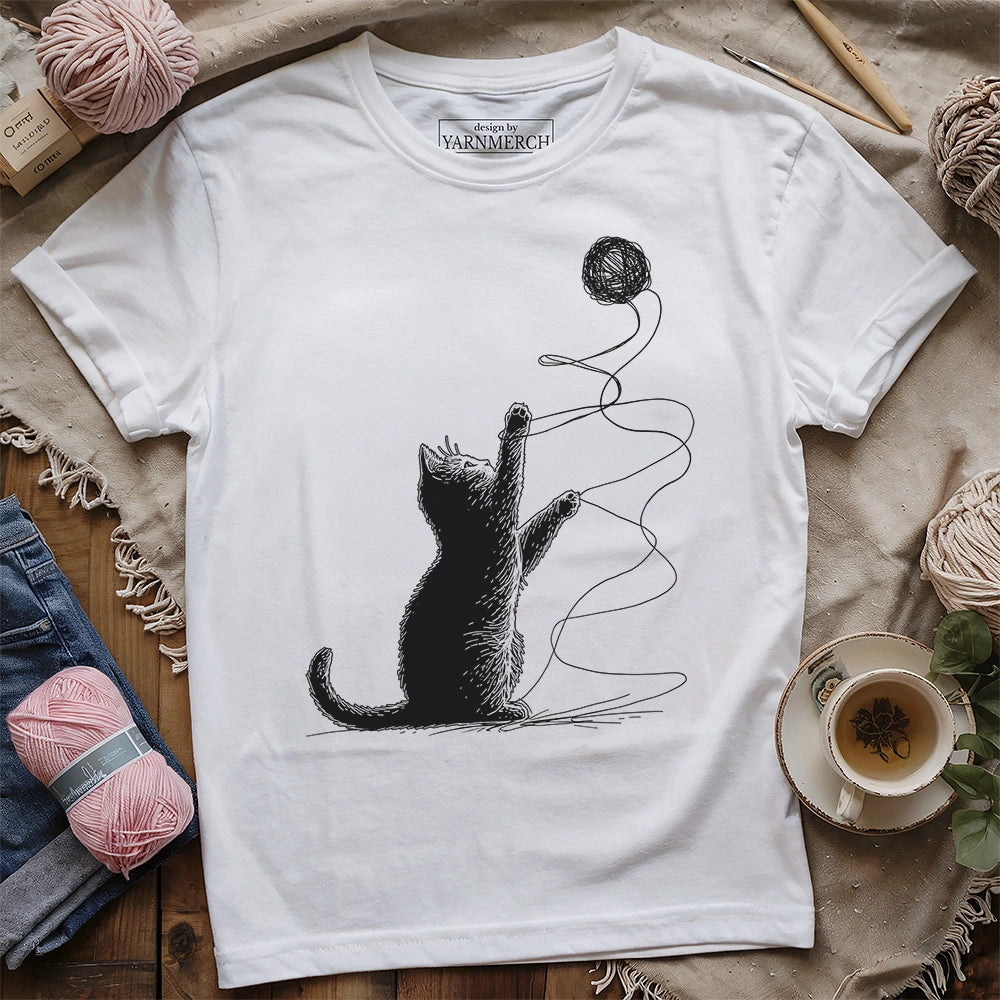 Naughty Cat And Yarn T-shirt
