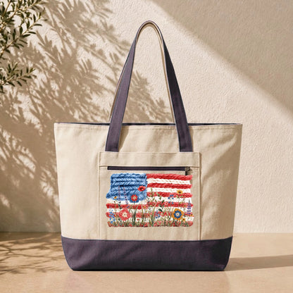 Flowers, Stripes & Skeins Tote