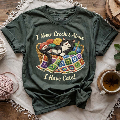 Never Crochet Alone Cat T-shirt