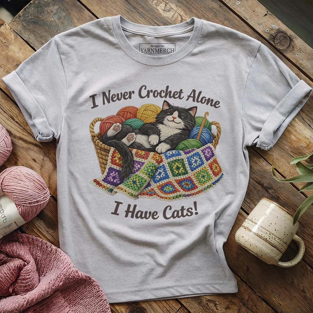 Never Crochet Alone Cat T-shirt