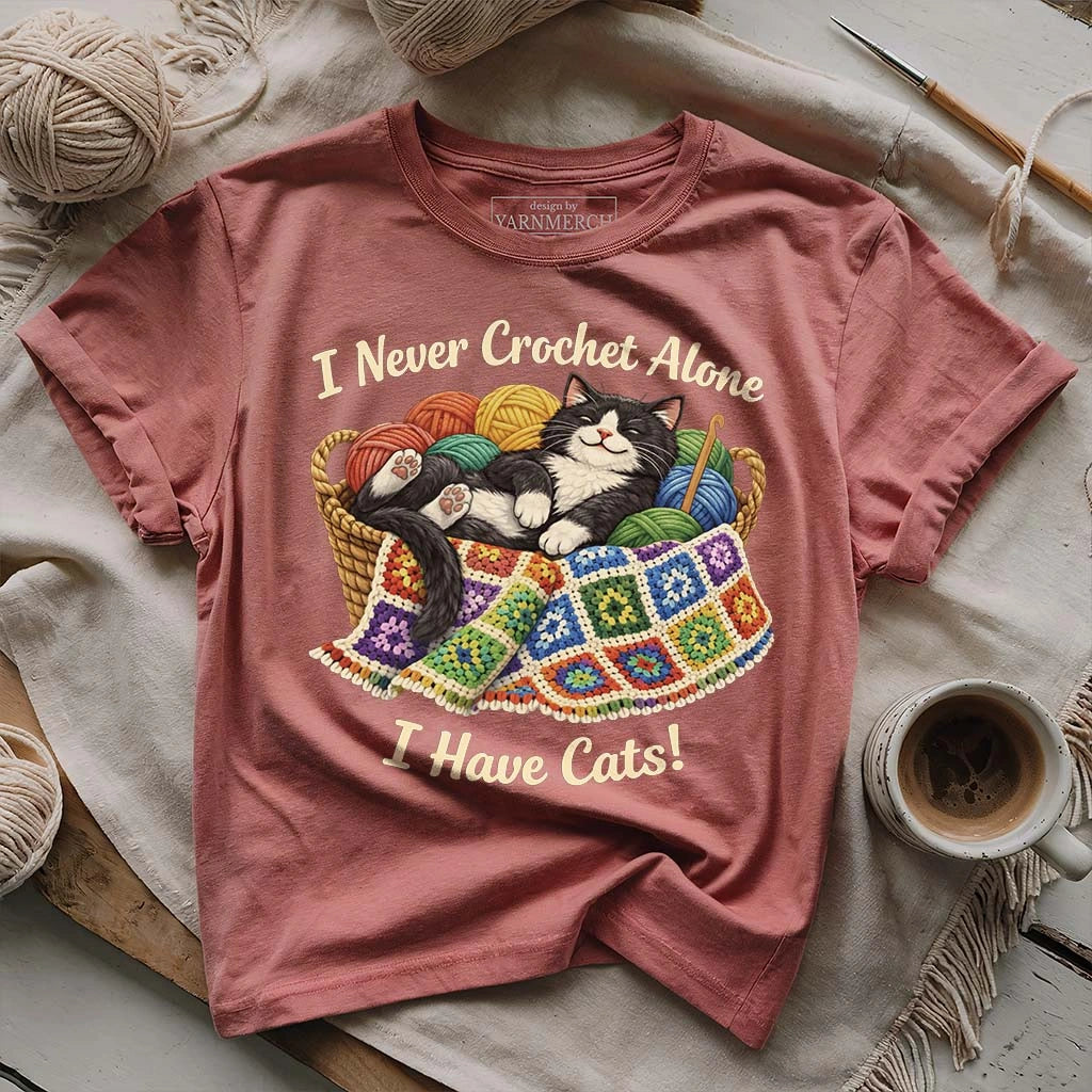 Never Crochet Alone Cat T-shirt