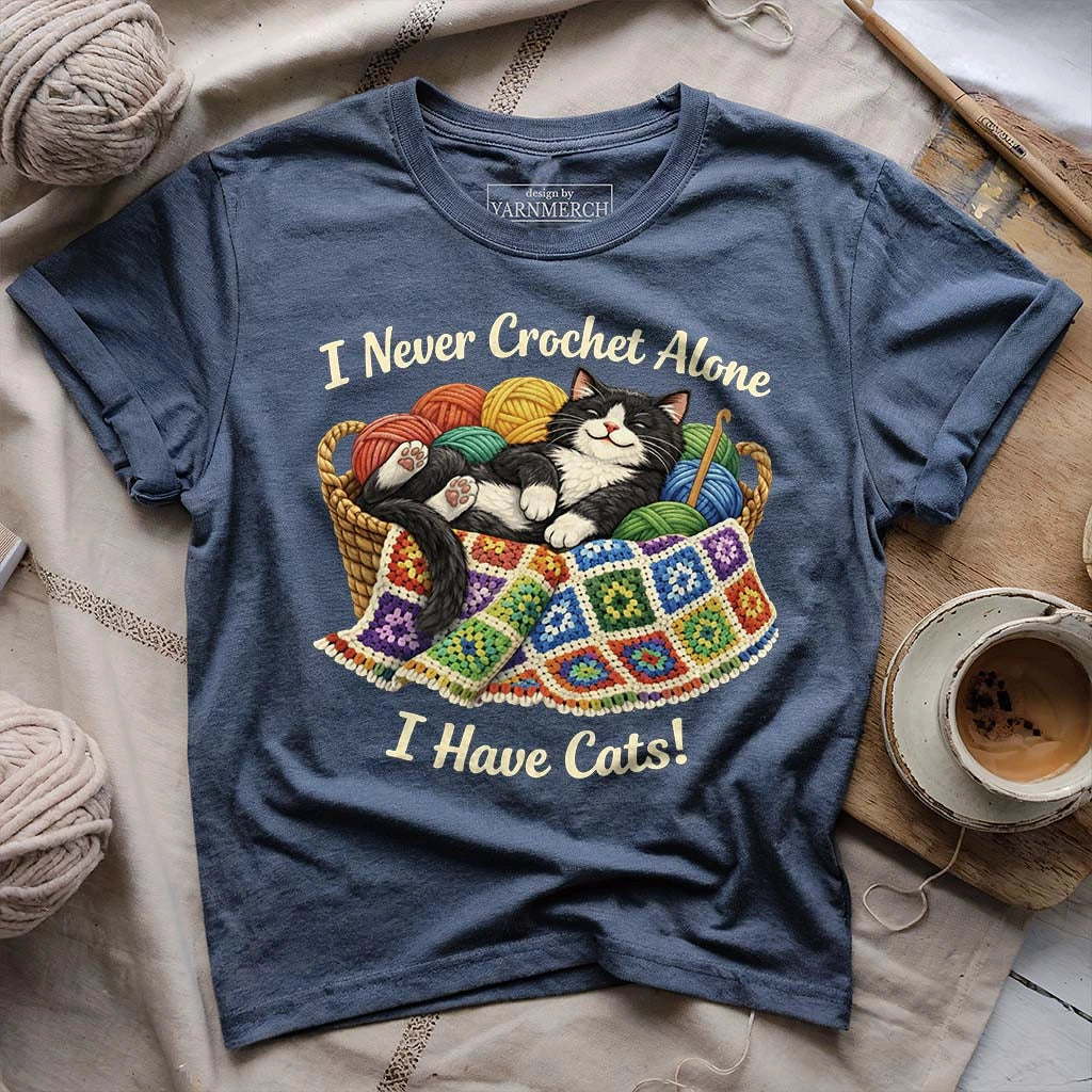 Never Crochet Alone Cat T-shirt