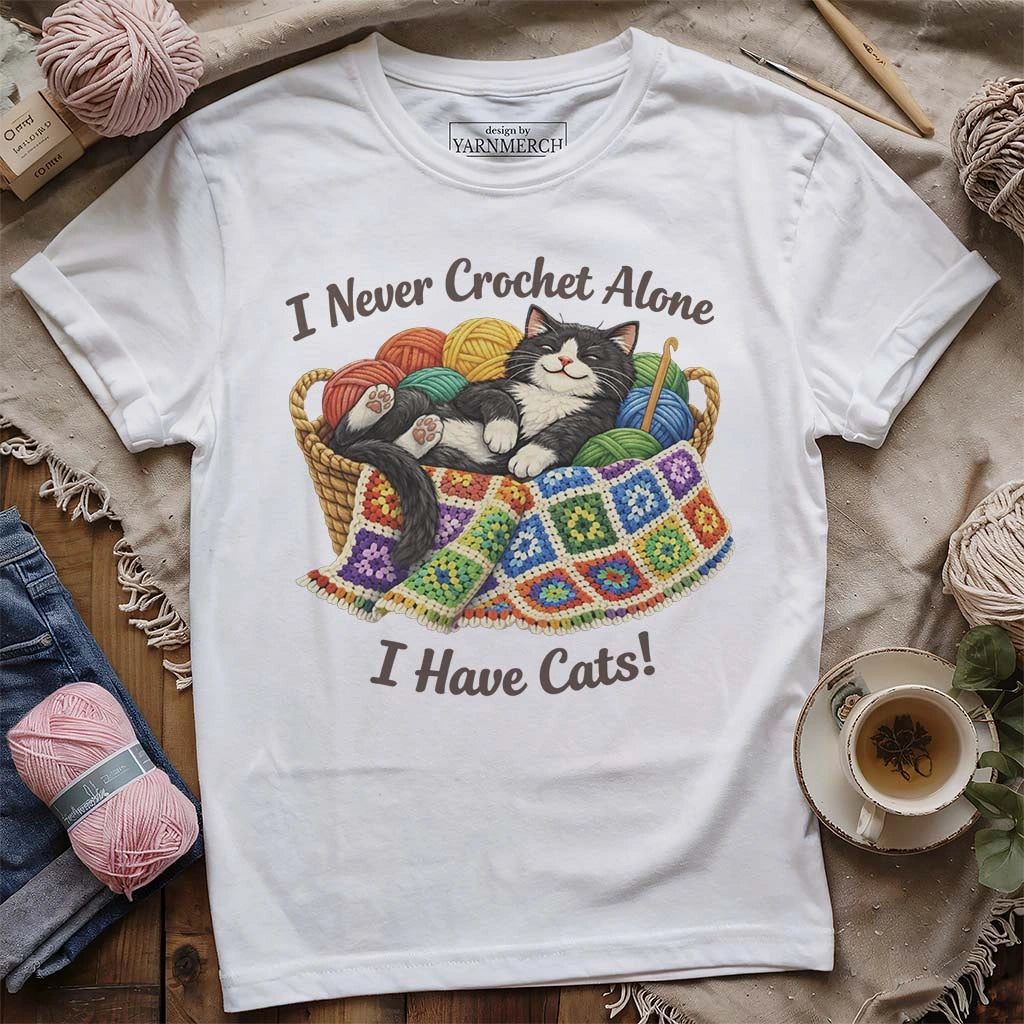 Never Crochet Alone Cat T-shirt