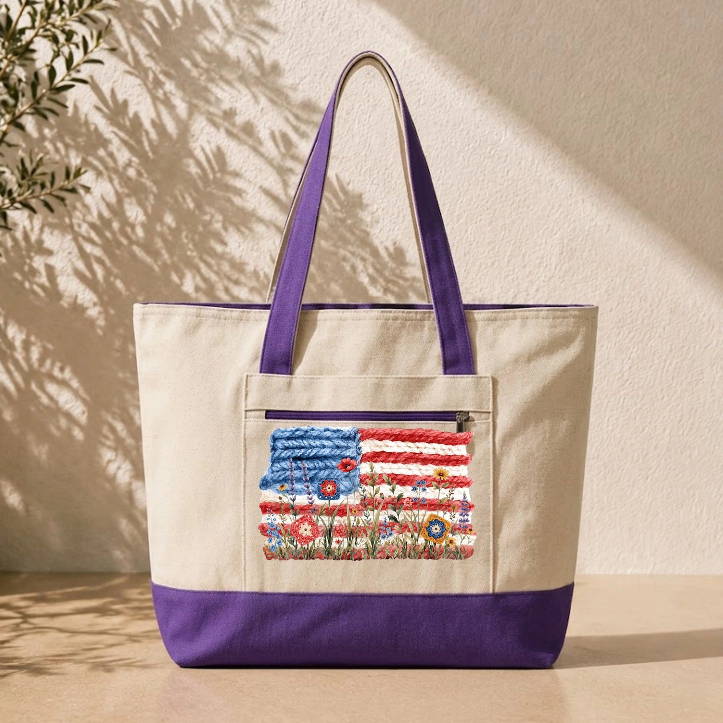 Flowers, Stripes & Skeins Tote