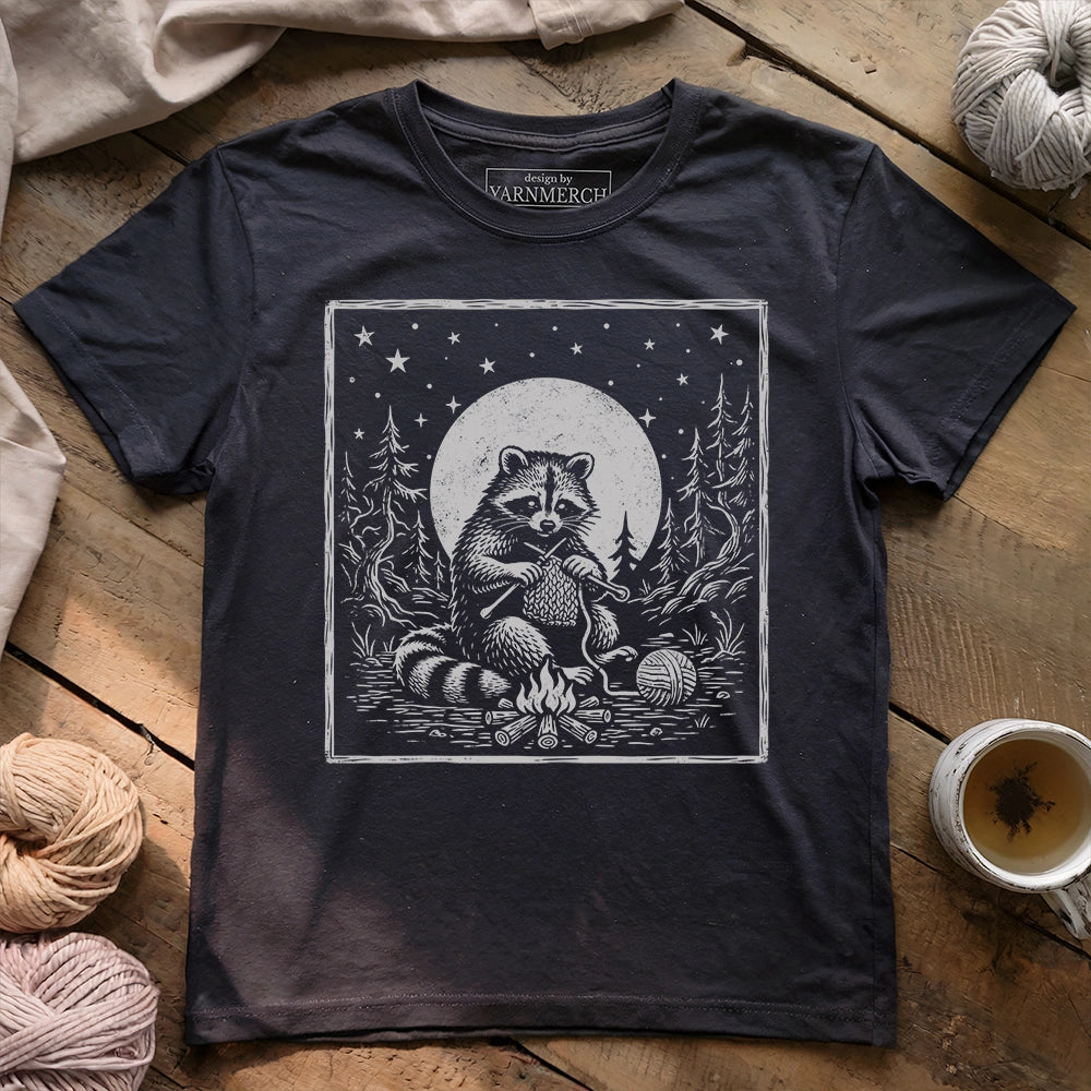 Racoon Knitter Moon T-shirt